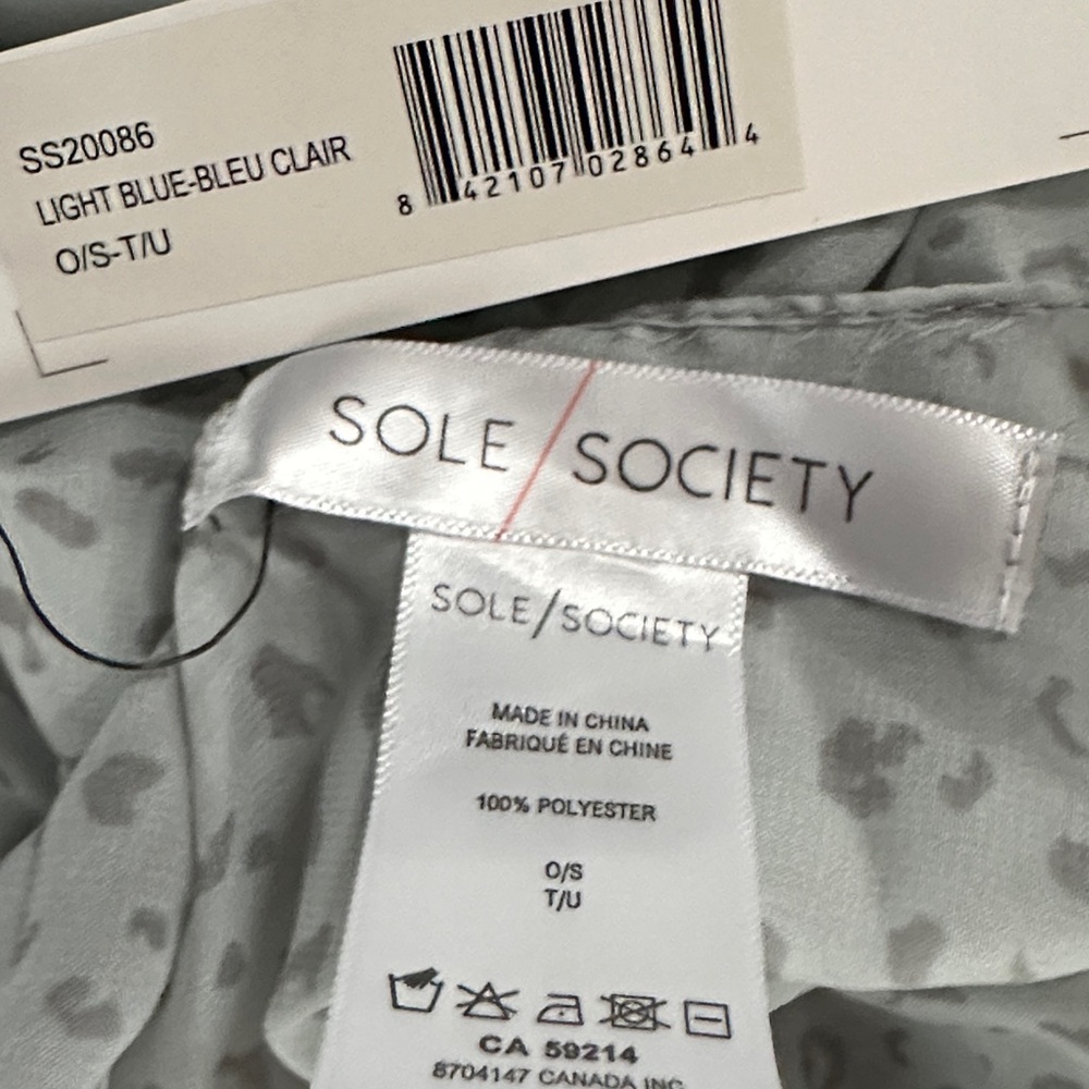 Sole Society Light Blue Satin-Texture Ruana scarf